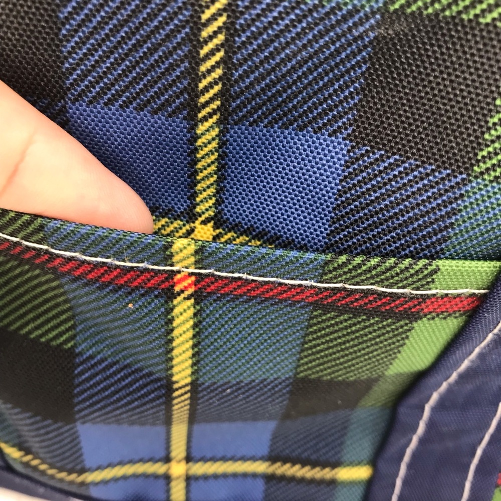LL Bean Mini Everyday Lightweight Tote Blue Green Tartan Plaid Zipper Small - Picture 3 of 8
